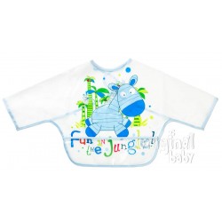 Bib with sleeves and blue bag
