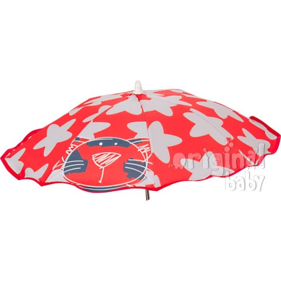 Gatinho do bebê guarda-chuva vermelho