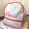 Mochila creche de couro poli vermelho cinza