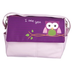 Bolsa de couro roxo da coruja